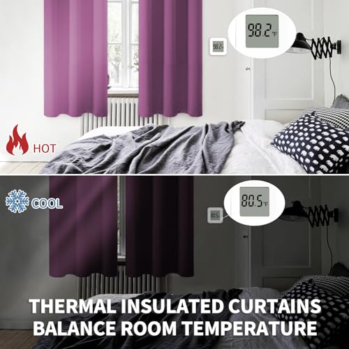 Short Curtains for Small Window 45 Inch (Eggplant Purple / 38"W x 45"L (Pack of 2))