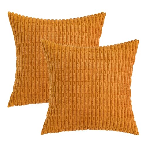 Fall Decorative Throw Pillow Covers 20x20 Burnt Orange Pack of 2 (Burnt Orange / 20" x 20" (Pack of 2))