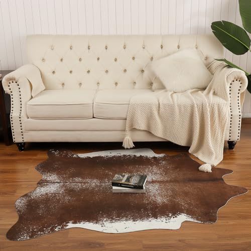 Faux Cowhide Rug (5'2" X 6'3" (Irregular) / Dark Brown)