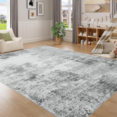 5x7 Area Rug for Living Room Soft Washable Abstract Rug (Black Gray / 5' x 7' (Rectangular))