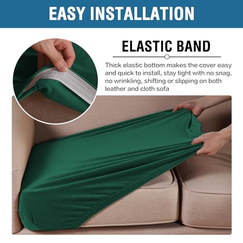 Velvet Stretch Couch Cushion Cover Plush Cushion Slipcover Cushion Furniture Protector Seat Cushion Sofa Cover (Green / 3 Cushion XL Sofa)