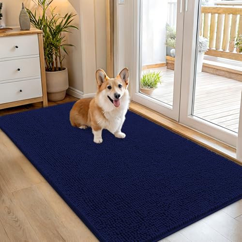 Dog Door Mat for Muddy Paws 54x32 (Navy Blue / 54" X 32")