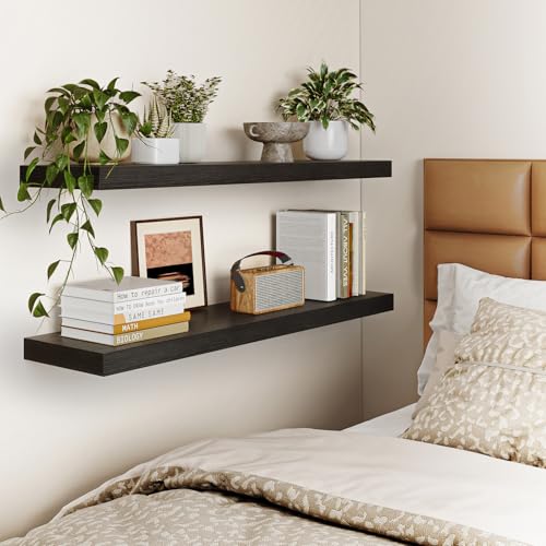 Floating Wall Shelves for Decor (Black / 35in)