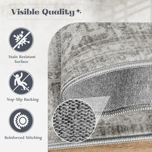 Area Rug 8x10 Washable Rug (Grey / 8' x 10' (Rectangular))