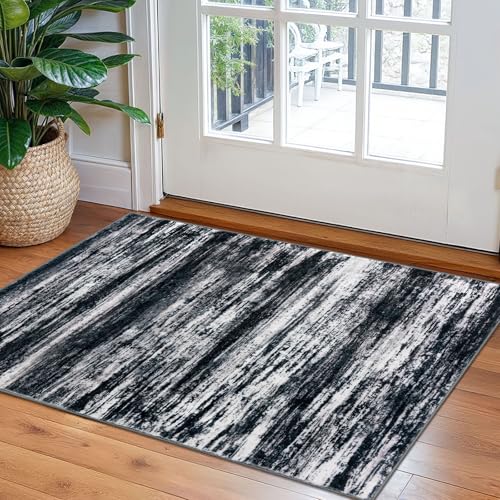 Modern Abstract Small Area Rugs (Black Navy Blue Grey / 2' x 3' (Rectangular))
