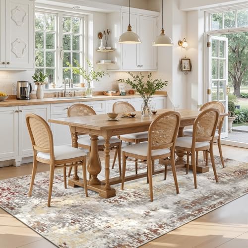 Abstract Area Rug Modern Washable Rug Soft Non Slip Rug Low Pile for Bedroom Living Room Dining Room Taupe Grey Brown 5x8 Feet (Taupe Grey Brown / 5' x 8' (Rectangular))