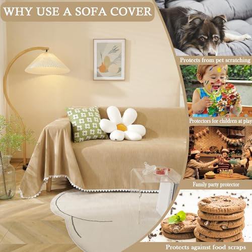 Khaki Couch Covers for Sectional Sofa L Shape Cute Loveseat Covers Dog Cover Covers (71" x 118" / Daisy:khaki)