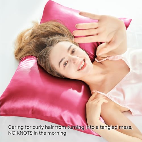 Zipper Satin Pillowcases (Hot Pink / Standard (20" x 26")-Zipper)