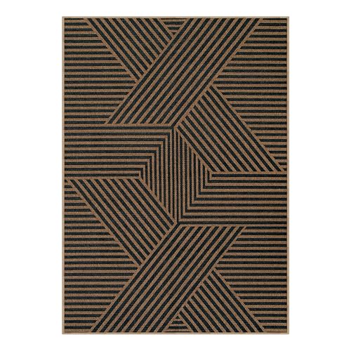 Geometric Easy Jute Outdoor Rug 5x7 (5' x 7' (Rectangular) / Black/Nature Geometric-2)