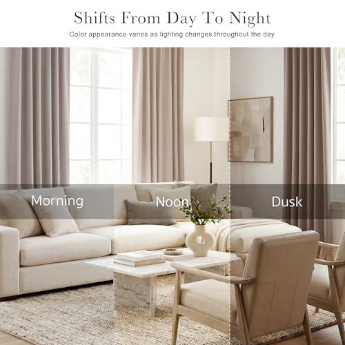Blackout Curtains Thermal Insulated Window Treatment Panels Room Darkening Blackout Drapes for Living Room Back Tab (Light Taupe / 42"W x 54"L (Pack of 2))