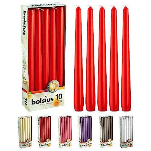 10 Count Unscented 10 Inch Red Household Taper Candles (Red / 10 Count)