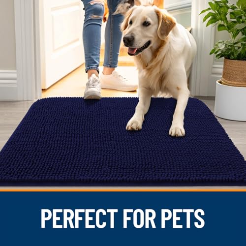 Dog Door Mat for Muddy Paws 59x20 (Navy Blue / 59" X 20")