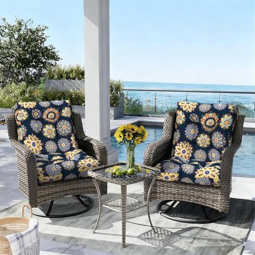 Outdoor Back Chair Cushions (42"x21"x4" / Gilded Azure)