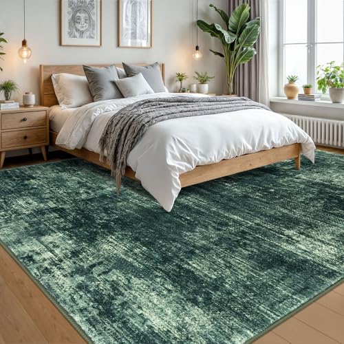 Abstract Area Rugs 9x12 Ft Washable Large Rugs for Living Room (Dark Green / 9' x 12' (Rectangular))