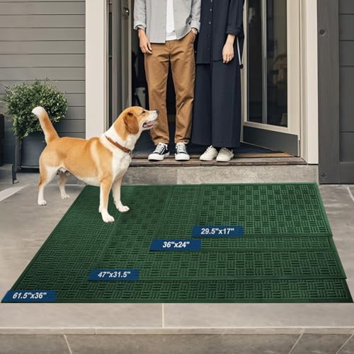 Front Door Mat Outside Entrance (Green / 3' x 5'2" (Rectangular))