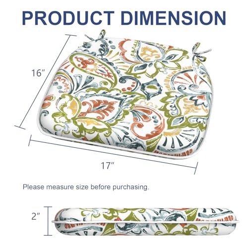 Outdoor Chair Cushions 16"x17" Set of 2 (2 Count / Paisley Botanical)