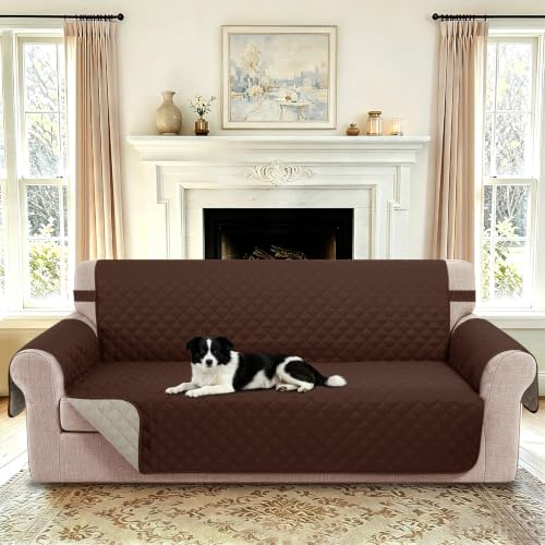 Reversible Sofa Cover for 3 Cushion (Brown/Beige / Sofa L - Large (68''))