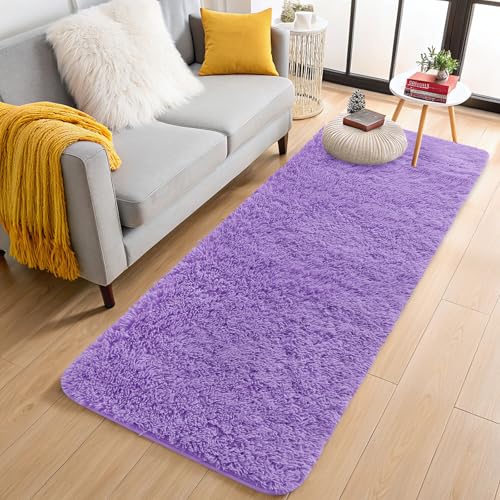 2x6 Machine Washable Runner Rugs for Hallway (2x6 Ft / Purple)