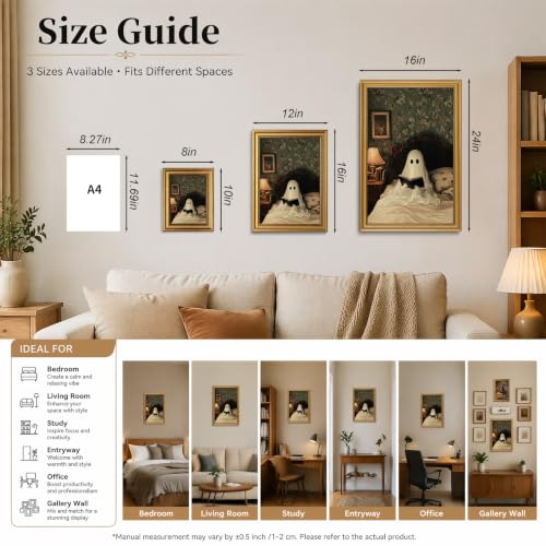 Gold Framed Halloween Canvas Wall Art (37-Halloween Ghost / 8x10)