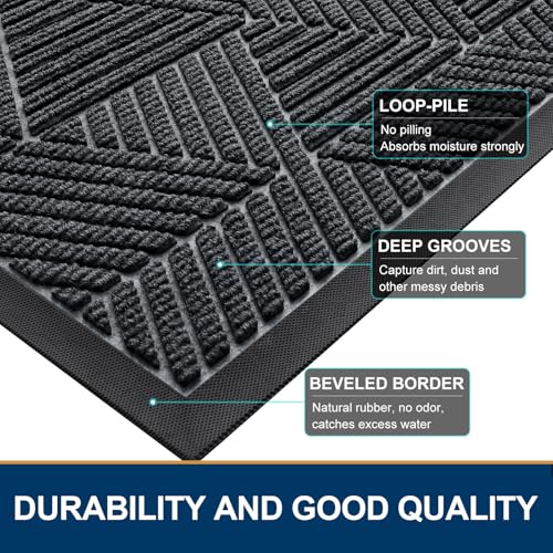 Front Door Mat Outside Entrance (Grey / 47" X 17")