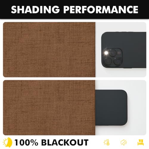 100% Blackout Linen Curtains for Bedroom 42 x 96 Inch Brown 2 Panels (Brown / 42"W x 96"L (Pack of 2))