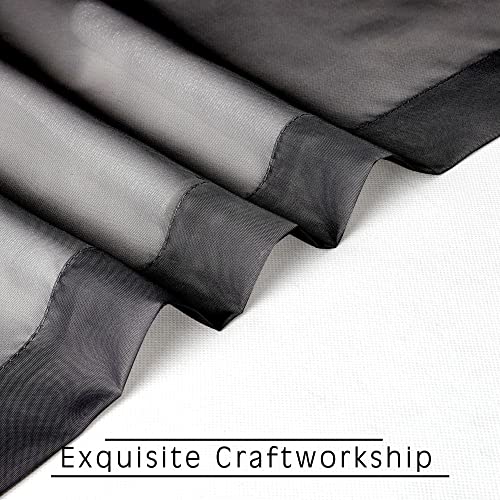 Black Sheer Kitchen Valance for Windows Set of 2 (Black / 42"W x 14"L (Pack of 2))
