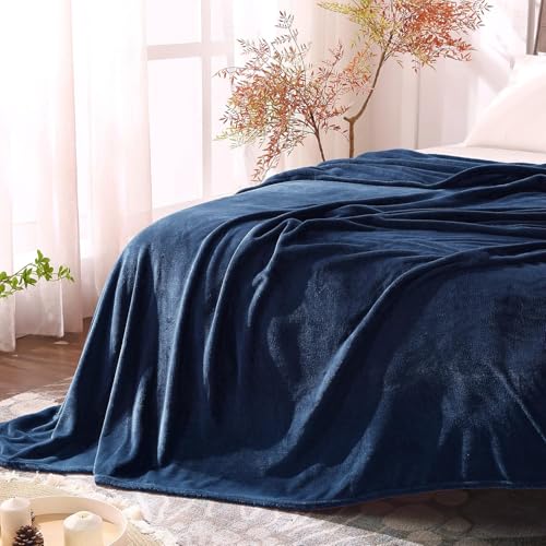 Fleece Blanket Soft Plush Full Bed Blanket Navy 84"x90" (Navy / Full(84"x90"))