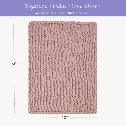 Chunky Knit Throw Blanket for Couch (Dusty Pink / 40"x60" (Medium Size Throw）)