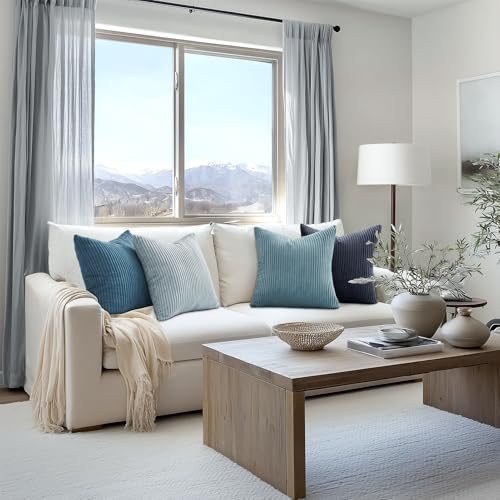 BlueGray Throw Pillow Covers 18x18 Inch Set of 4 (Bluegrey / 18" x 18" (Pack of 4))