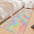 Fluffy Rainbow Rug for Girls Bedroom 2x6 Feet Kawaii Tie Dye Runner Rug Cute Colorful Unicorn Area Rug for Kids Teens Nursery Baby Princess Room Living Room Dorm Home Decor Mat Carpets (Tie-dyed Rainbow / 2' x 6' (Runner))