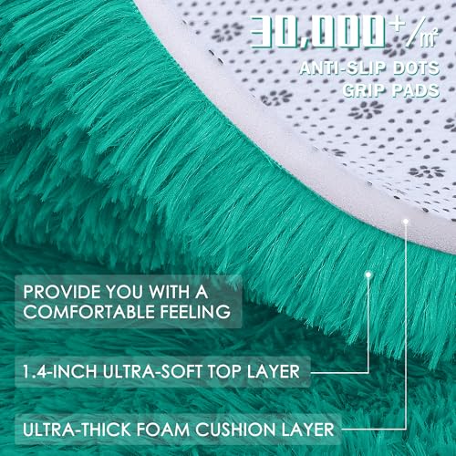 Teal Green Round Rugs for Bedroom (6 Ft Round / Teal Green)