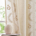 Floral Lined Linen Curtains 84 Inch Farmhouse Back Tab 2 Panels (Beige / 50"W x 84"L (Pack of 2))