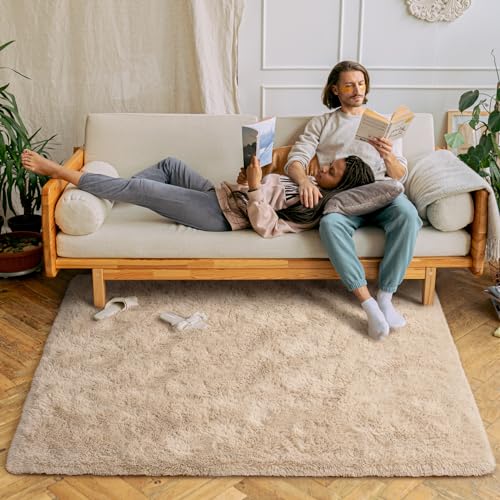 Soft Area Rugs for Bedroom Living Room Plush Fluffy Rug 3x5 Feet (Camel / 3' x 5' (Rectangular))