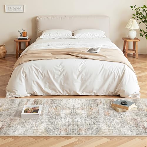 2x5 Rug Runners for Hallways Non Slip (Grey/Rust / 2' x 5' (Runner))