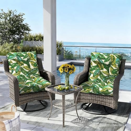Outdoor Back Chair Cushions (42"x21"x4" / Lush Leaf Jungle)