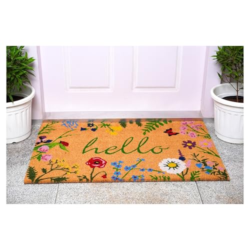 AZ105992436 Floral Hello Doormat (Hello / 2' x 3' (Rectangular))