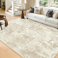Washable 5'x7' Abstract Area Rug for Living Room Cream Beige (Beige/Cream / 5' x 7' (Rectangular))