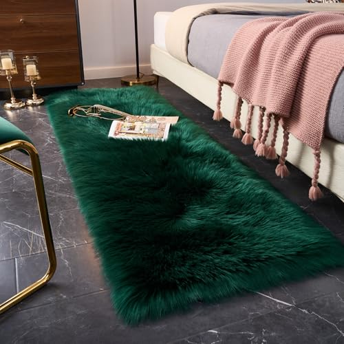 Ultra Soft Fluffy Rugs Faux Fur Rug Chair Cover Seat Pad Fuzzy Area Rug (Darkgreen / 2' x 6' (Rectangular))