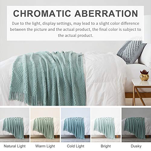 Aqua Throw Blanket 50x60 Inch Boho Knitted Soft Throw Sofa Blanket (Aqua / 50"x60")