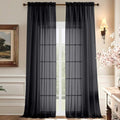 Sheer Black Curtains 120 Inches Long (59"W x 120"L (Pack of 2) / Black)