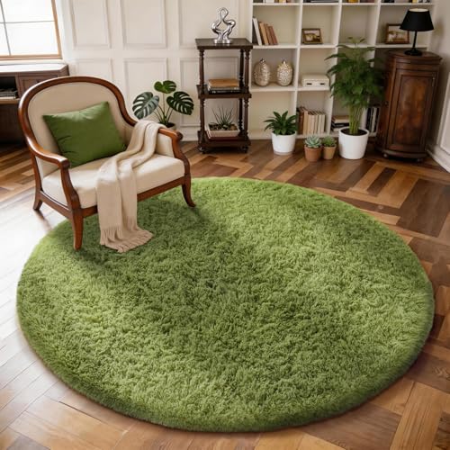 Round Rug 5Ft Green Circle Area Rug (7- Green / 5' (Round))