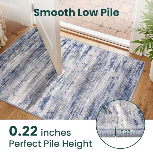 Modern Washable Rug Runner 2x5 Hallway Rug Runner Grey (Blue-grey / 2' x 5' (Runner))