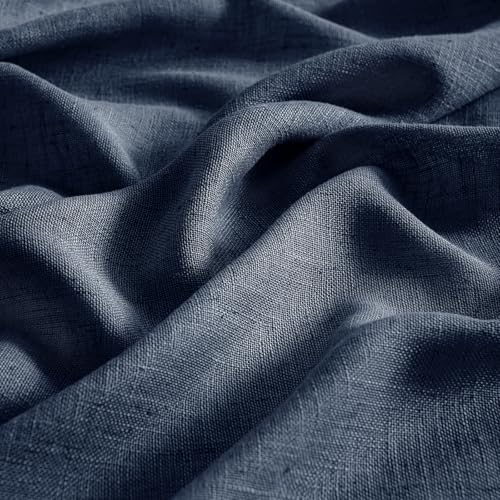Navy Blue Linen Curtains 52x72 Inch 2 Panels for Bedroom Living Room (Navy Blue / 52"W x 72"L (Pack of 2))