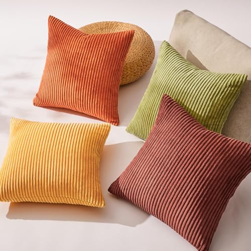 Decorative Throw Pillow Covers Cushion Cases (Yellow Orange / 12" x 12" (Pack of 4))