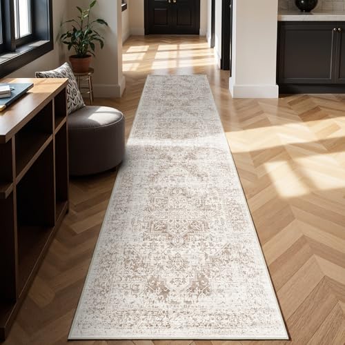 3x14 Washable Hallway Runner Rug (Ivory/Beige / 3' x 14' (Runner))