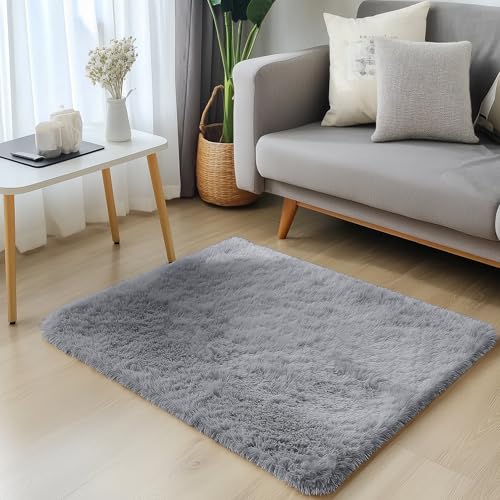 2x2 Machine Washable Small Rug (2×2 Ft Square / Light Grey)