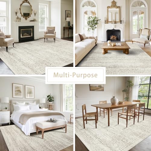 Washable Rugs 8x10 Area Rugs for Living Room (8' x 10' (Rectangular) / Beige-ivory-cream-brown-camel)