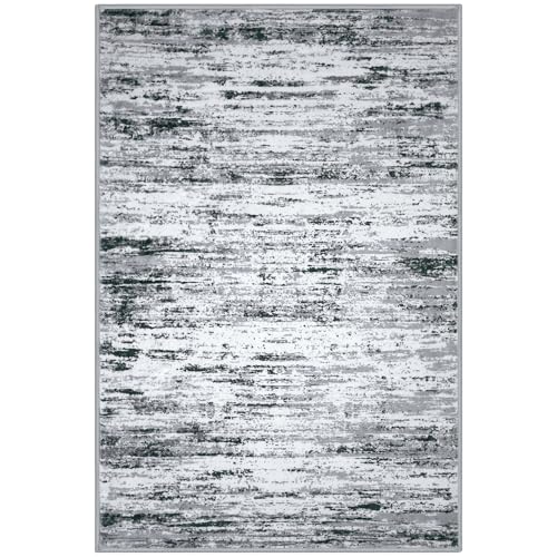 Abstract 2x3 Area Rug Small Washable Entryway Rug Non Slip Door Mat (Black Gray White / 2' x 3' (Rectangular))
