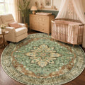Washable Area Rug (Brick/Brown/Green / 5' (Round))