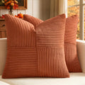 Fall Burnt Orange Decorative Throw Pillow Covers for Couch 18x18 in (18" x 18" (Pack of 2) / Burnt Orange)